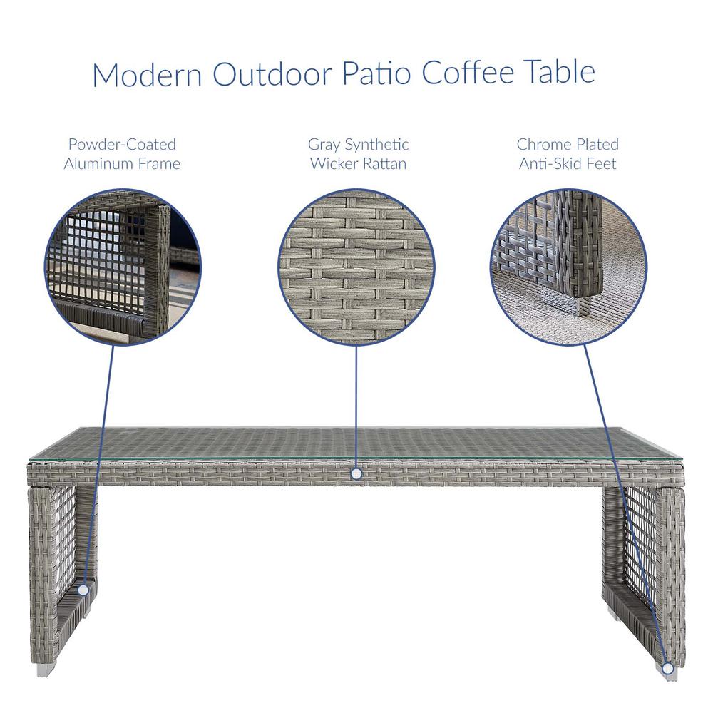 Aura Rattan Outdoor Patio Coffee Table. Picture 3
