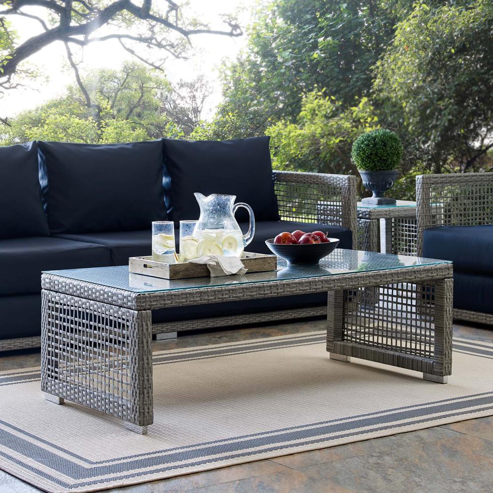 Aura Rattan Outdoor Patio Coffee Table. Picture 6