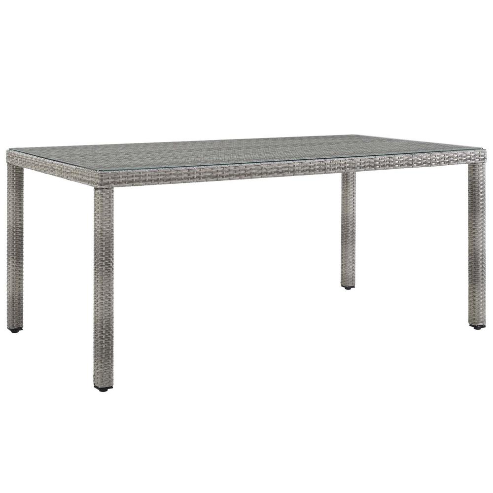 Aura 68" Wicker Rattan Dining Table. Picture 1