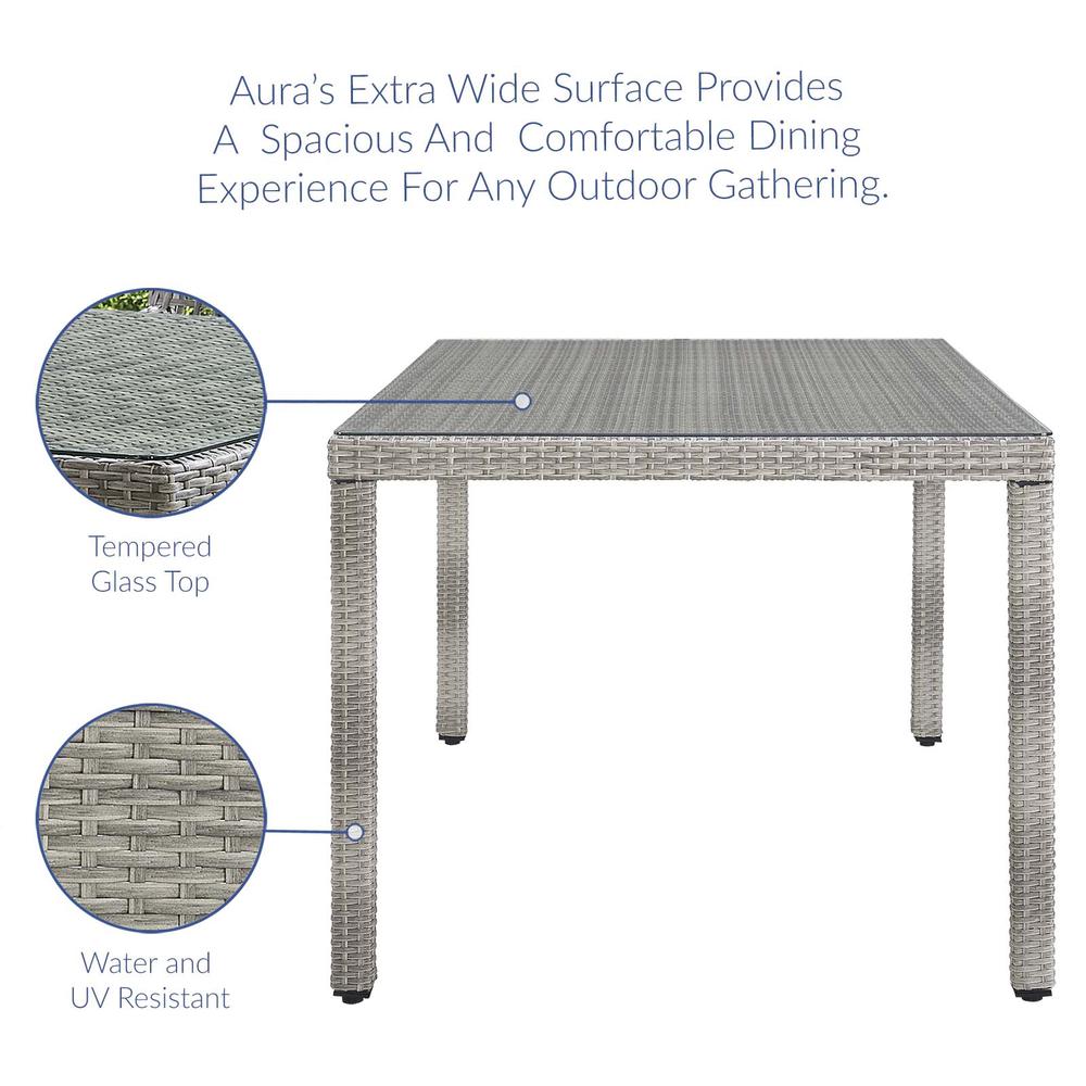 Aura 68" Outdoor Patio Wicker Rattan Dining Table. Picture 2