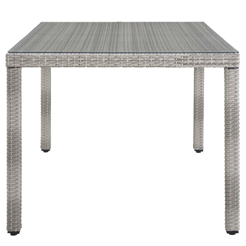 Aura 68" Outdoor Patio Wicker Rattan Dining Table. Picture 5
