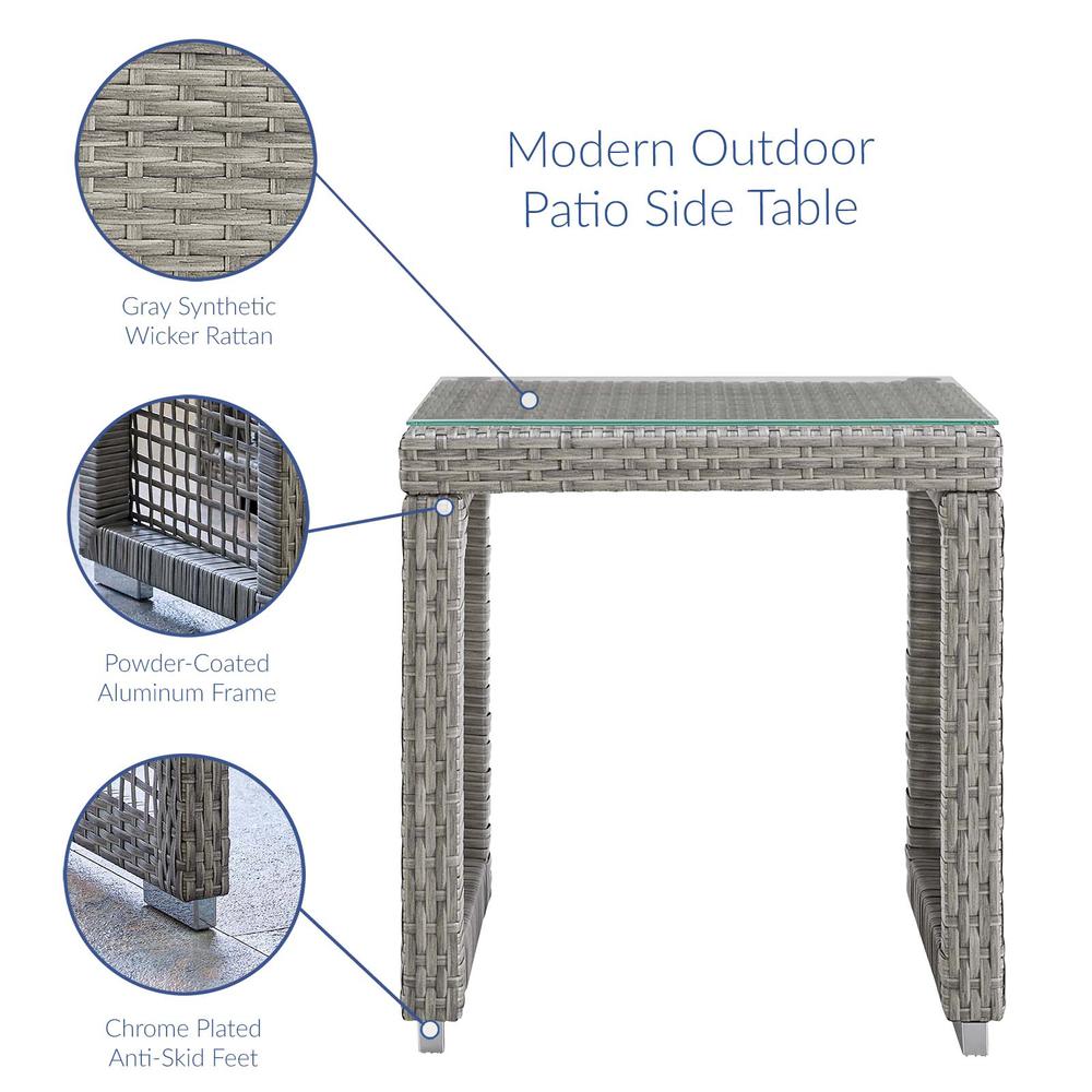 Aura Outdoor Patio Wicker Rattan Side Table. Picture 3
