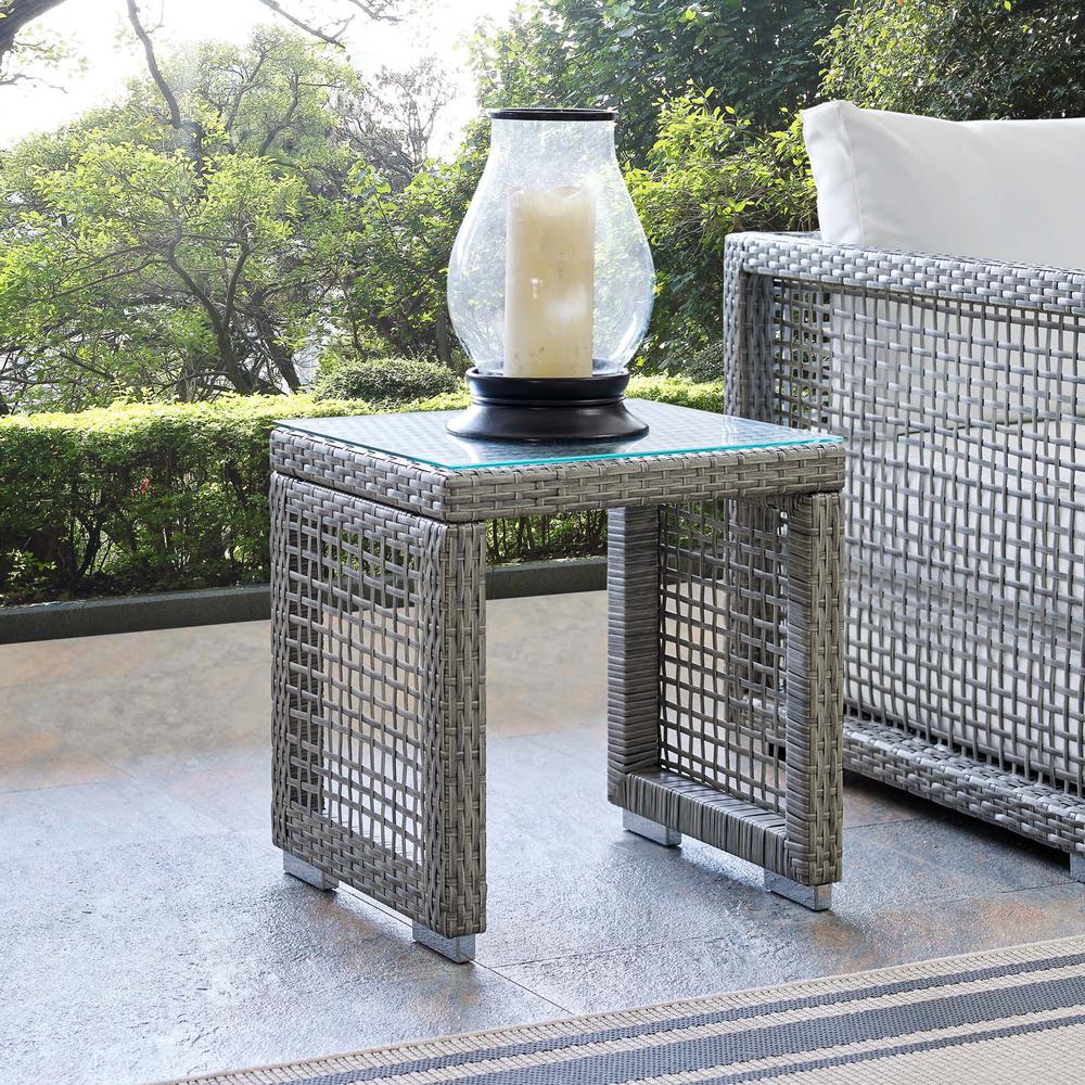 Aura Outdoor Patio Wicker Rattan Side Table. Picture 6