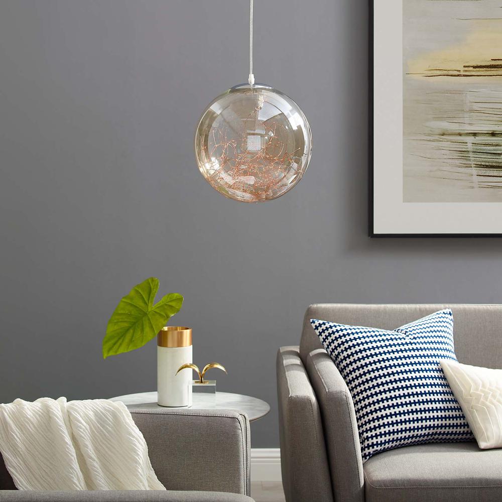 Fairy 8" Amber Glass Globe Ceiling Light Pendant Chandelier. Picture 4