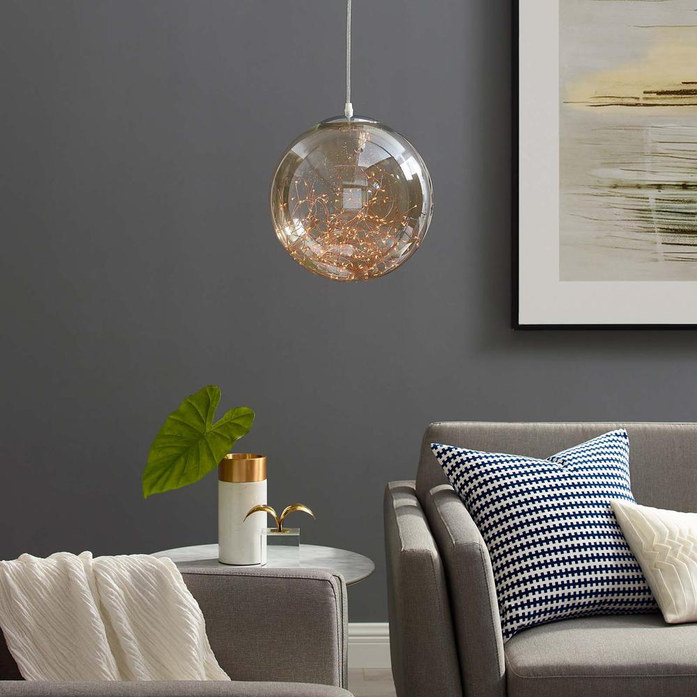 Fairy 8" Amber Glass Globe Ceiling Light Pendant Chandelier. Picture 5