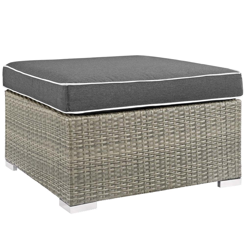 Repose Outdoor Patio Upholstered Fabric Ottoman. Picture 2