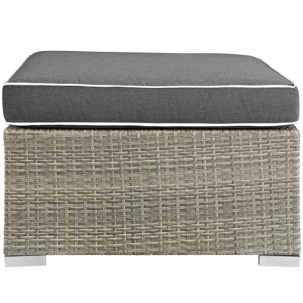 Repose Outdoor Patio Upholstered Fabric Ottoman. Picture 3