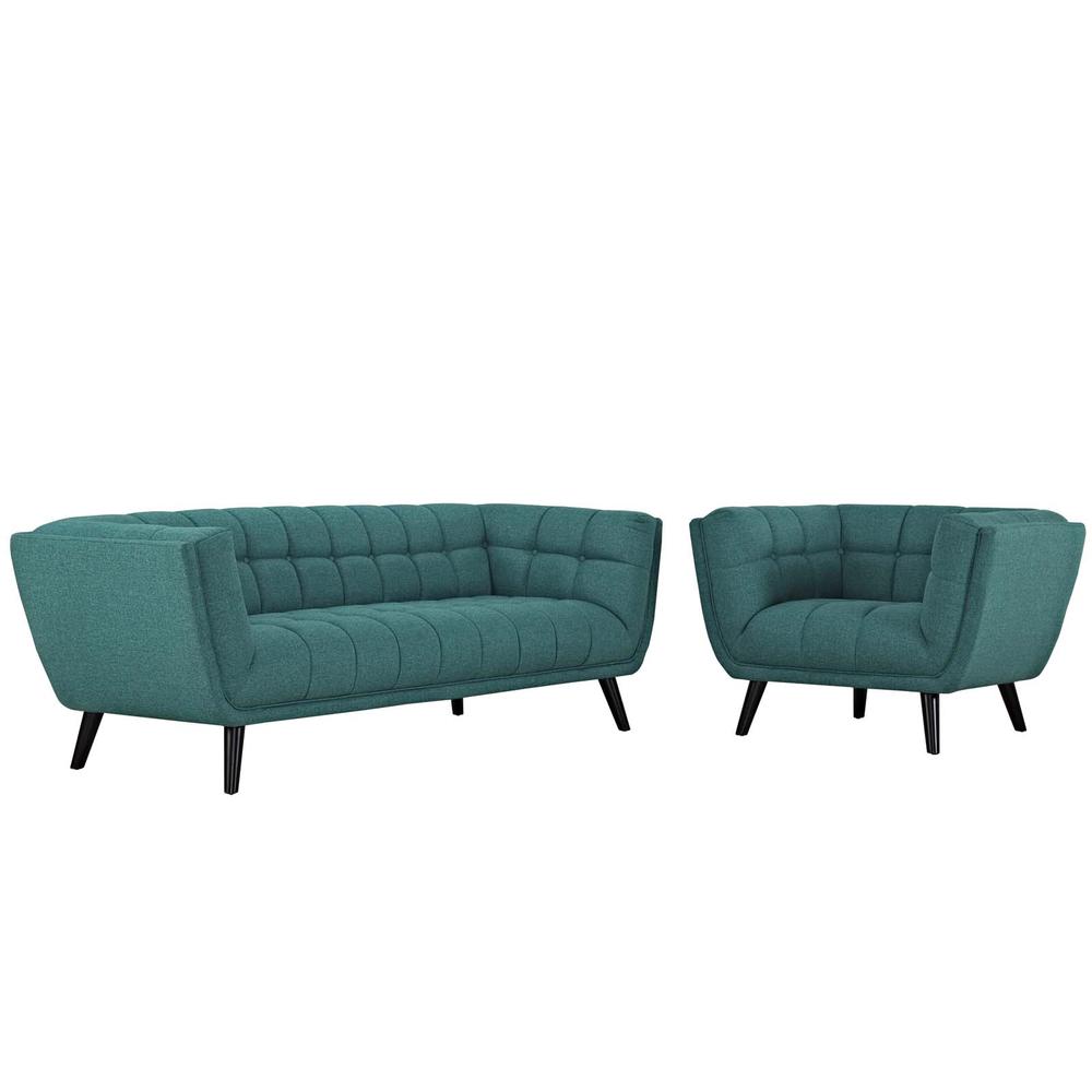 Bestow 2 Piece Upholstered Fabric Sofa and Armchair Set. Picture 1