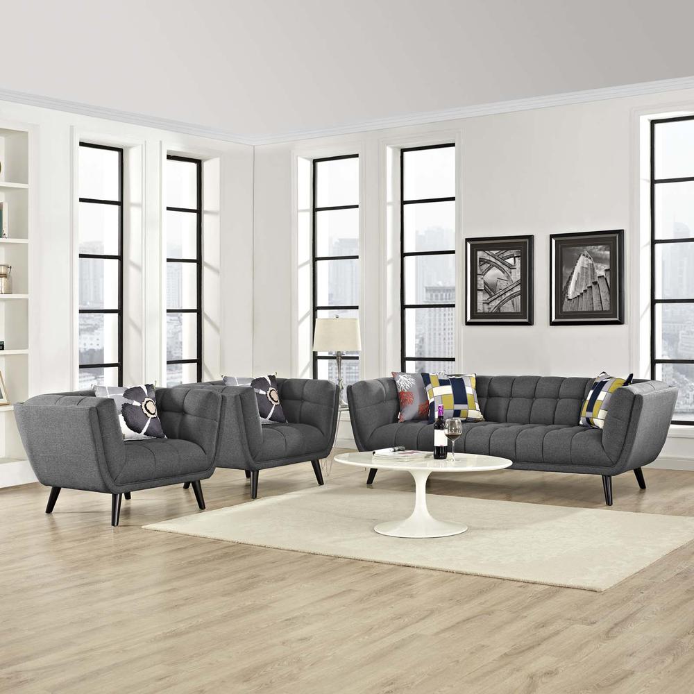 Bestow 3 Piece Upholstered Fabric Sofa and Armchair Set. Picture 5