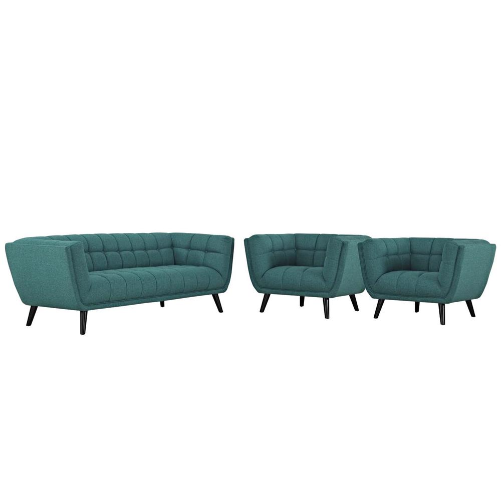 Bestow 3 Piece Upholstered Fabric Sofa and Armchair Set. Picture 1