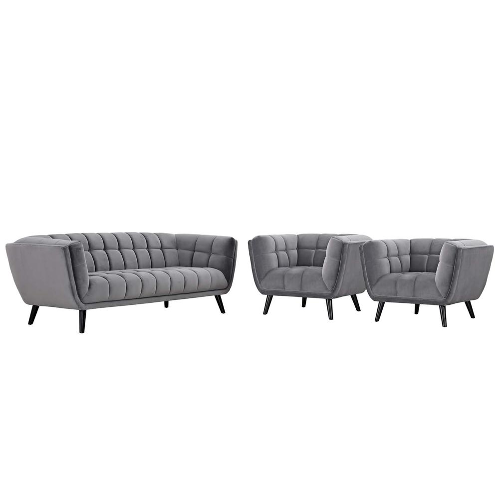Bestow 3 Piece Velvet Sofa and Armchair Set. Picture 1