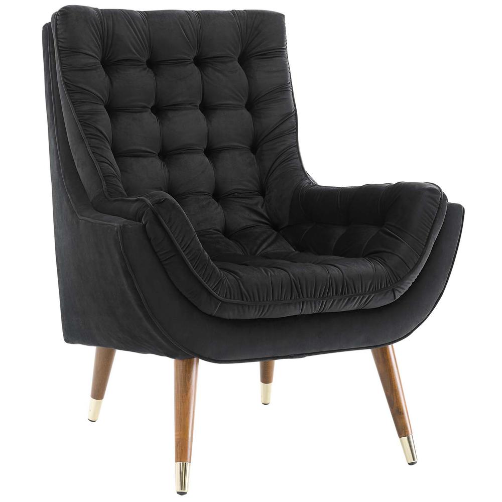 Suggest Button Tufted Performance Velvet Lounge Chair. Picture 1