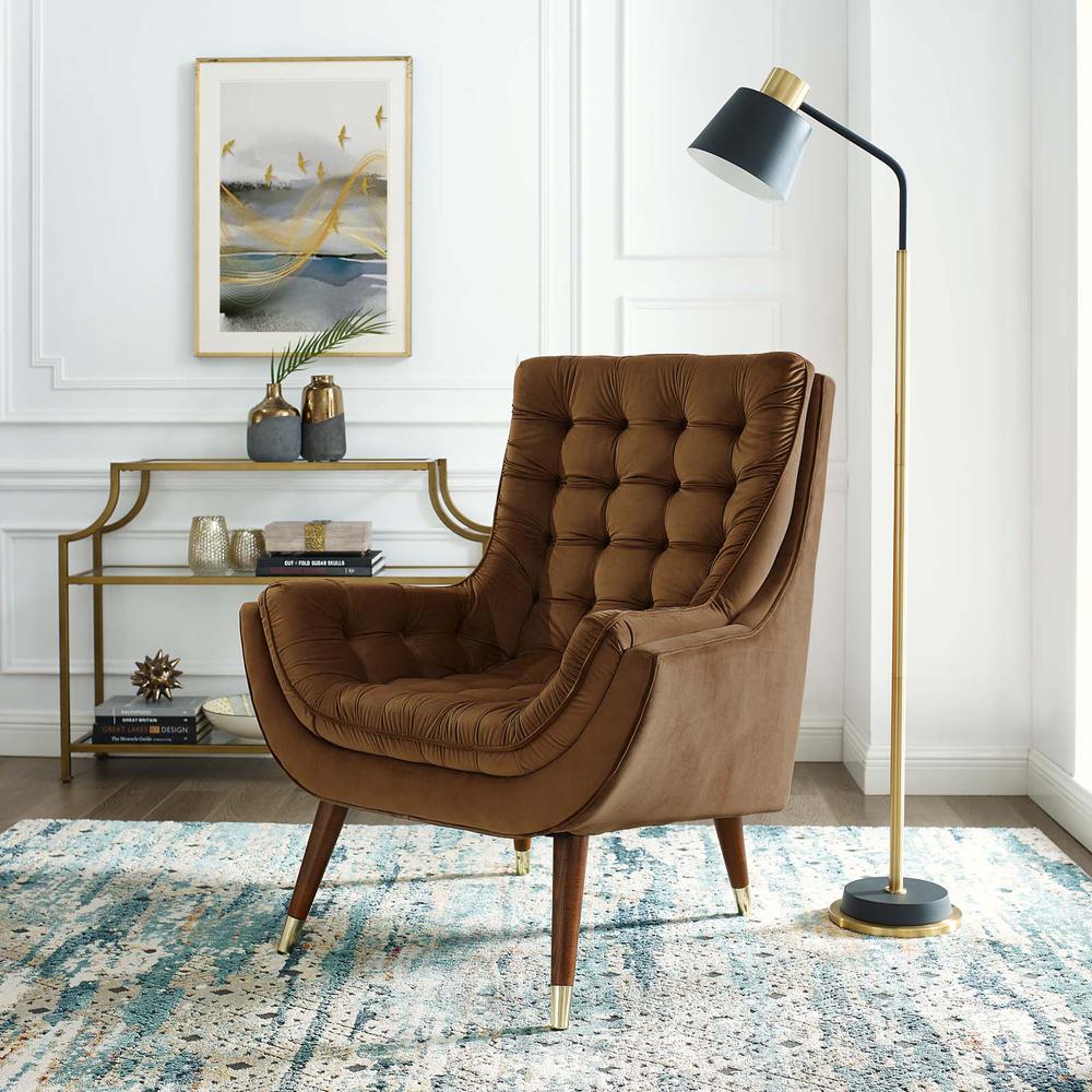 Suggest Button Tufted Performance Velvet Lounge Chair. Picture 6
