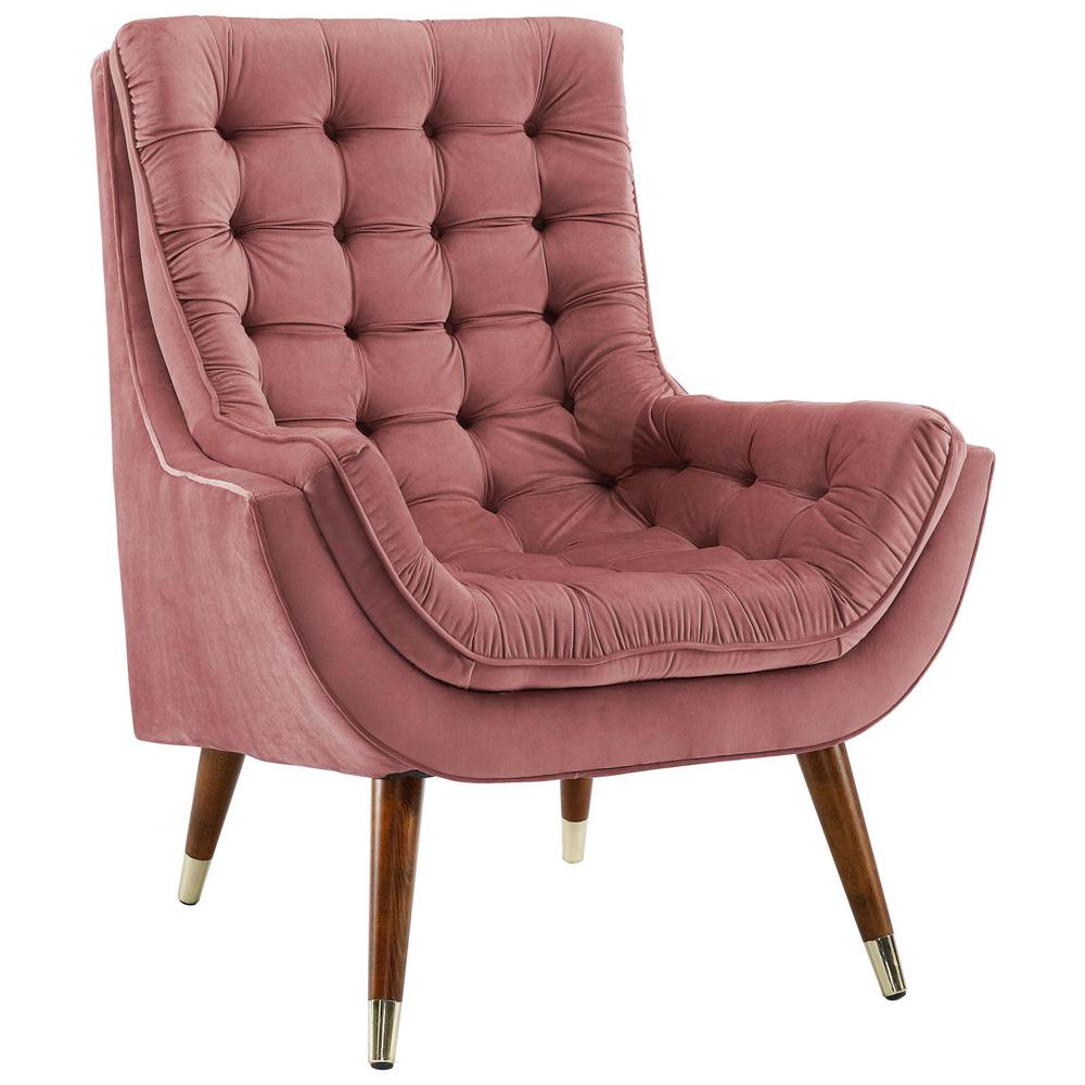 Suggest Button Tufted Performance Velvet Lounge Chair - Dusty Rose EEI-3001-DUS. The main picture.