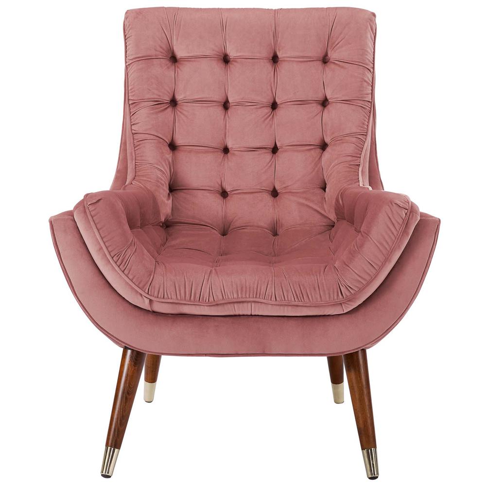 Suggest Button Tufted Performance Velvet Lounge Chair - Dusty Rose EEI-3001-DUS. Picture 3