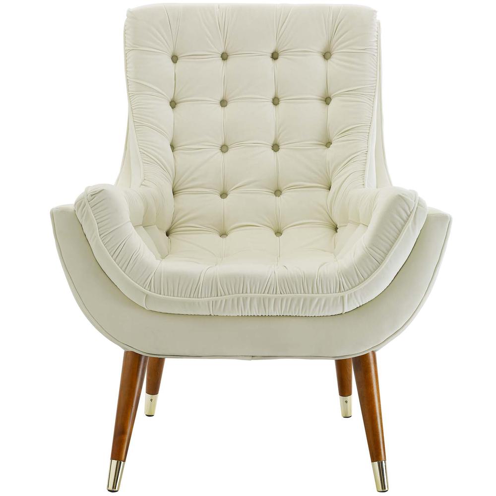 Suggest Button Tufted Performance Velvet Lounge Chair - Ivory EEI-3001-IVO. Picture 3