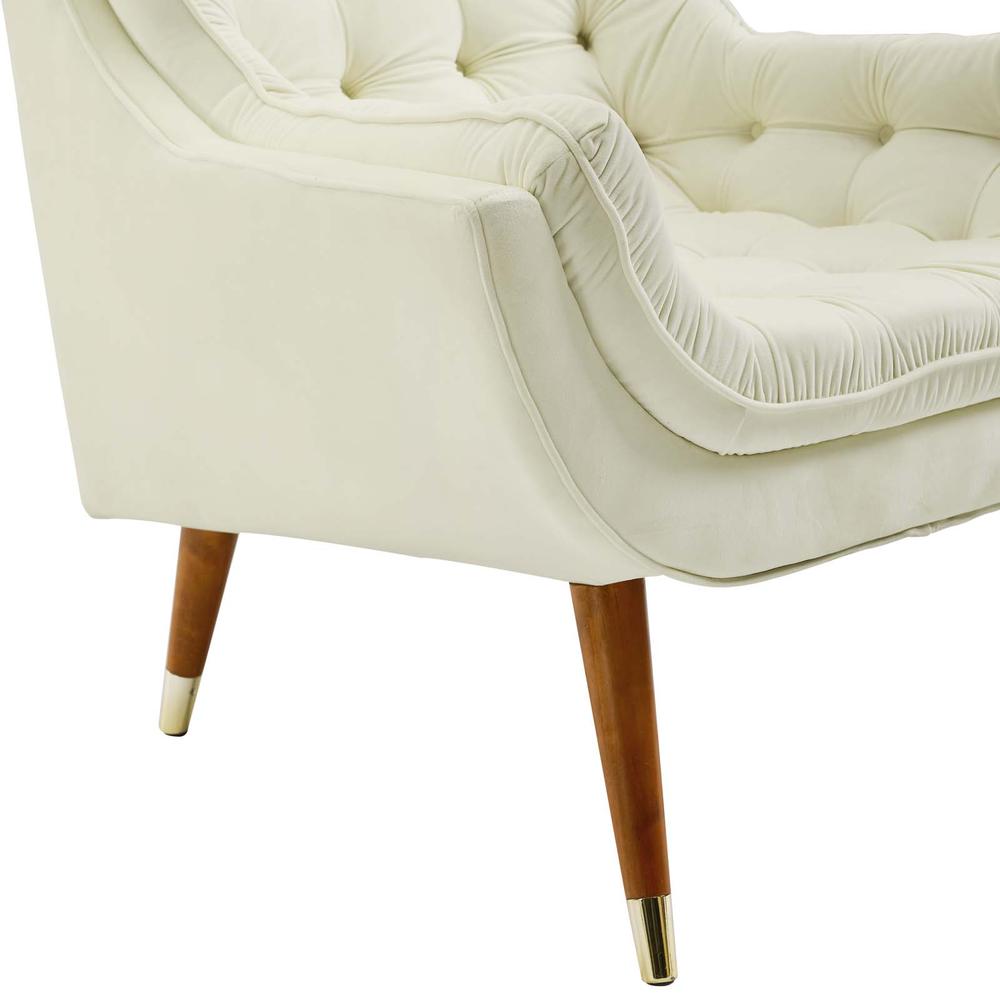 Suggest Button Tufted Performance Velvet Lounge Chair - Ivory EEI-3001-IVO. Picture 4