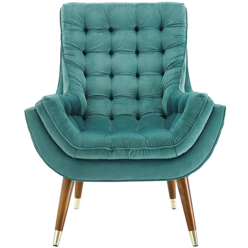 Suggest Button Tufted Performance Velvet Lounge Chair. Picture 3