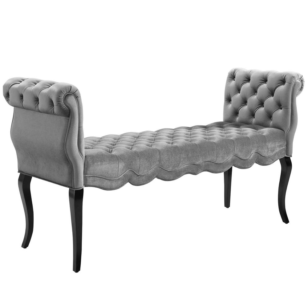 Adelia Chesterfield Style Button Tufted Performance Velvet Bench. Picture 1