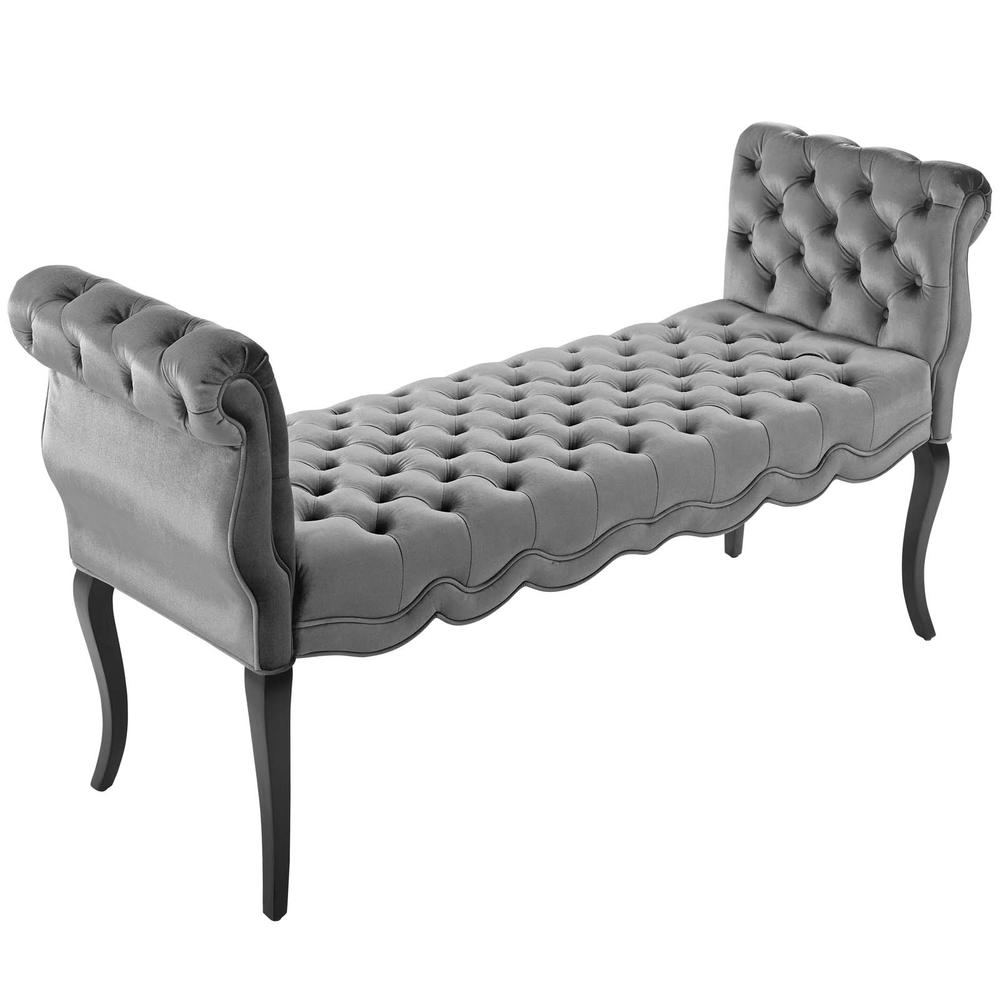 Adelia Chesterfield Style Button Tufted Performance Velvet Bench. Picture 2