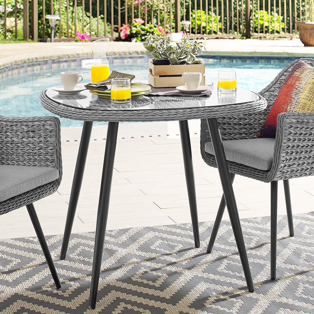 Endeavor 36" Outdoor Patio Wicker Rattan Dining Table. Picture 5