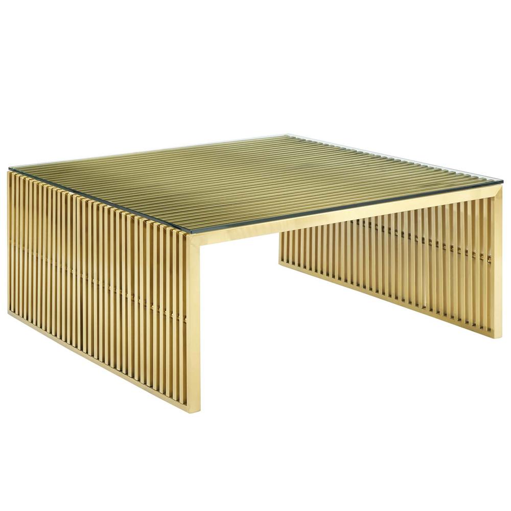 Gridiron Stainless Steel Coffee Table. Picture 1