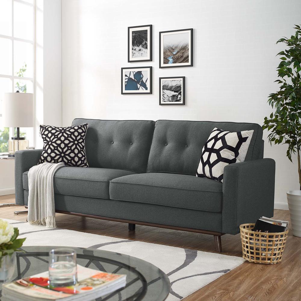 Prompt Upholstered Fabric Sofa - Gray EEI-3046-GRY. Picture 4