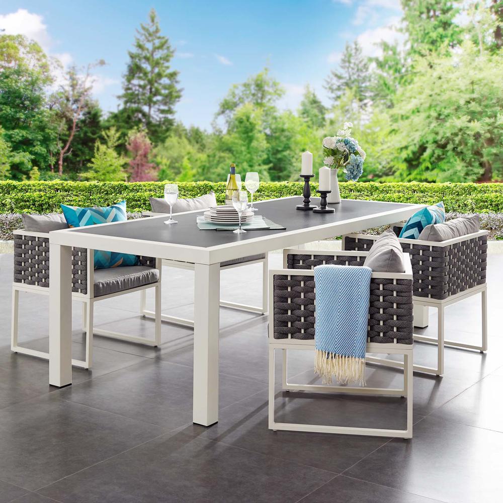 Stance 90.5" Outdoor Patio Aluminum Dining Table. Picture 6