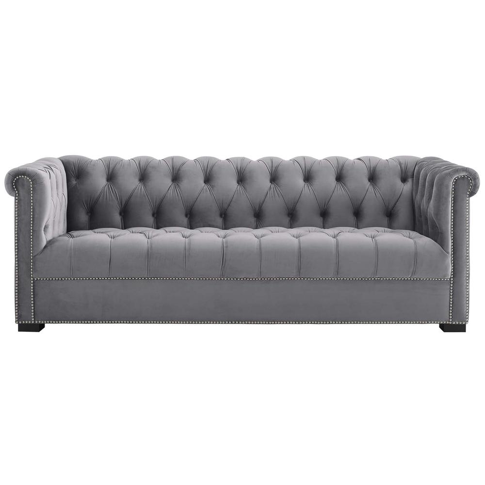 Heritage Upholstered Velvet Sofa. Picture 1