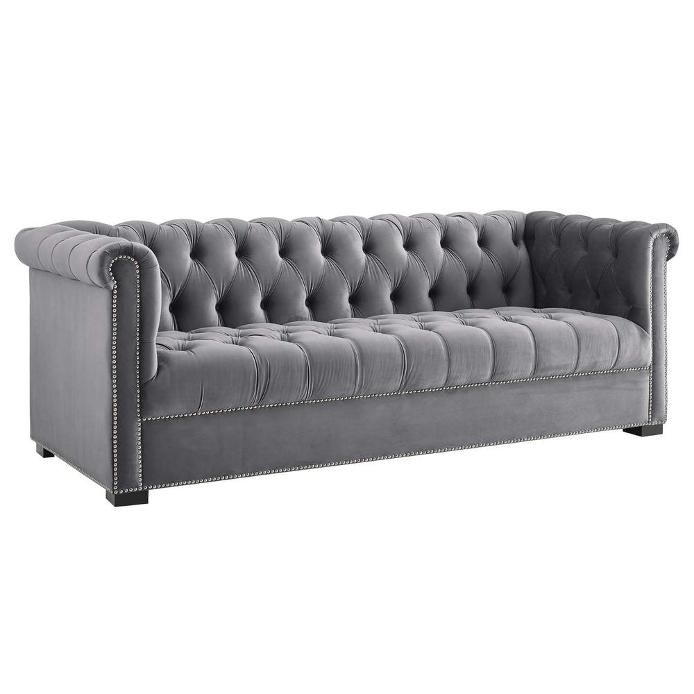 Heritage Upholstered Velvet Sofa. Picture 2