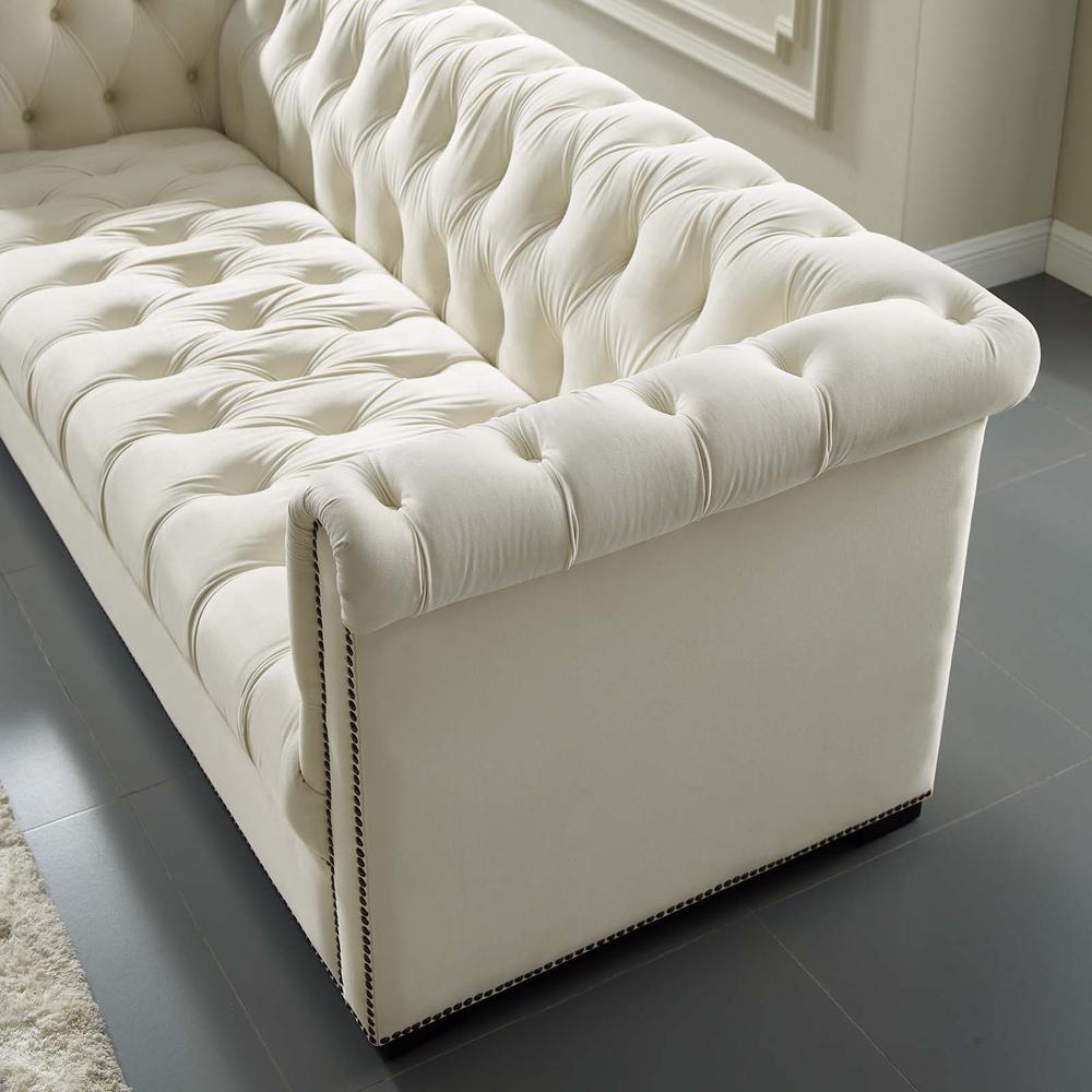 Heritage Upholstered Velvet Sofa. Picture 4