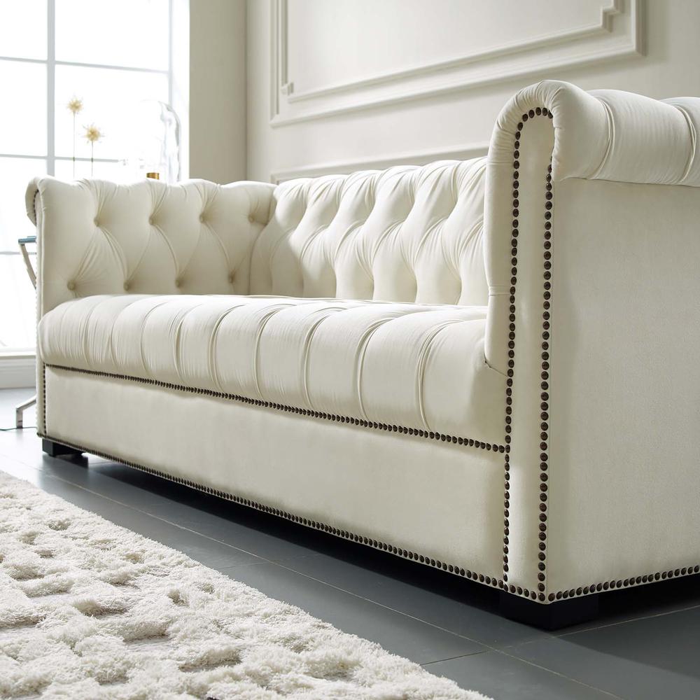 Heritage Upholstered Velvet Sofa. Picture 6
