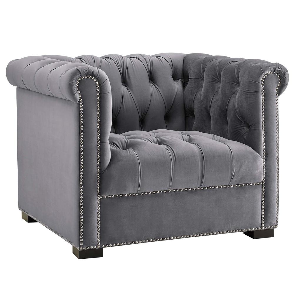Heritage Upholstered Velvet Armchair. Picture 1