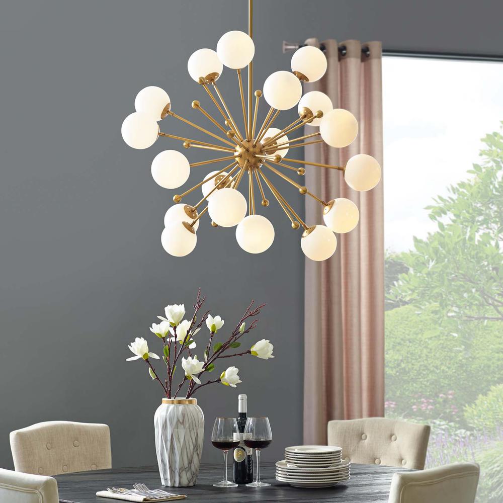 Constellation White Glass and Brass Pendant Chandelier. Picture 4