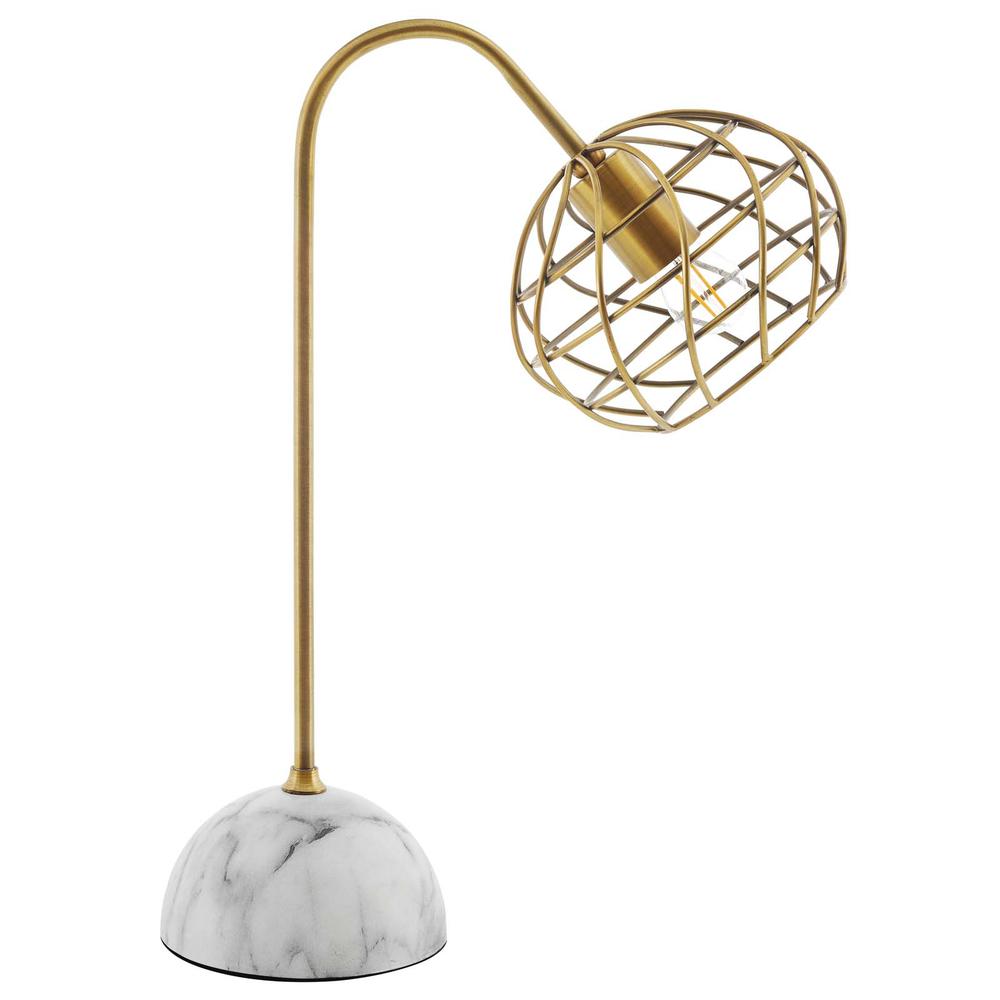 Salient Brass and Faux White Marble Table Lamp. Picture 1
