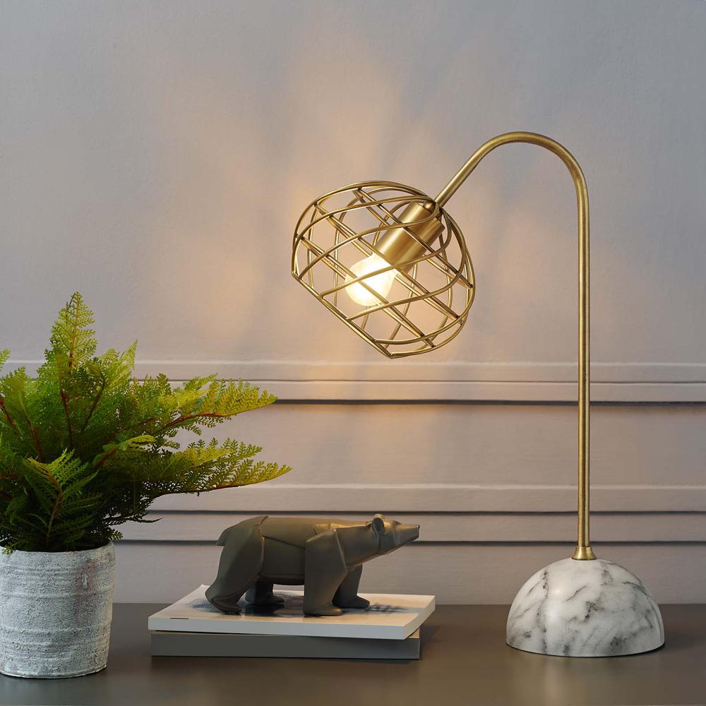 Salient Brass and Faux White Marble Table Lamp. Picture 4