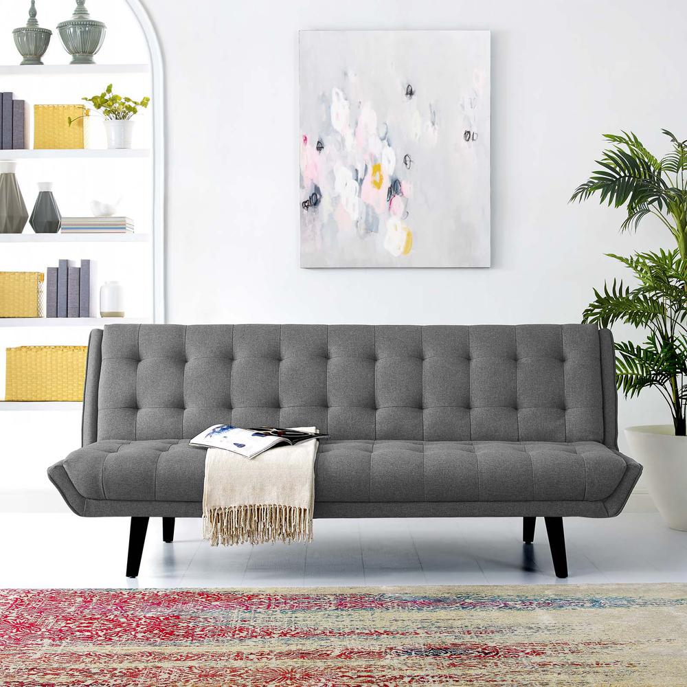 Glance Tufted Convertible Fabric Sofa Bed - Gray EEI-3093-GRY. Picture 6