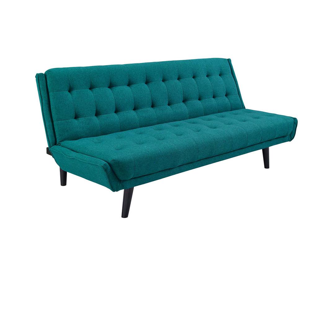 Glance Tufted Convertible Fabric Sofa Bed - Teal EEI-3093-TEA. Picture 2