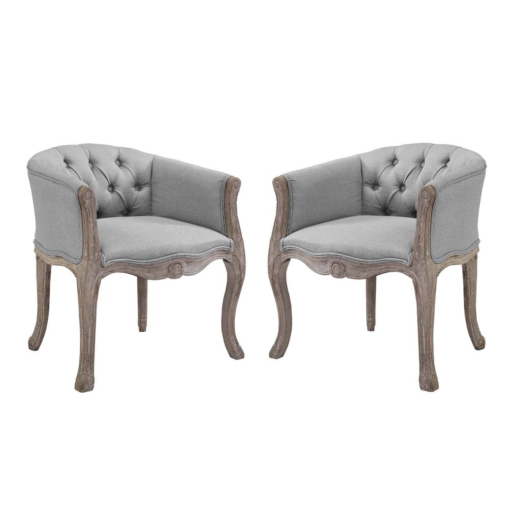 Crown Vintage French Upholstered Fabric Dining Armchair Set of 2. Picture 1