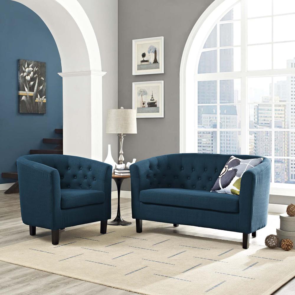 Prospect 2 Piece Upholstered Fabric Loveseat and Armchair Set. Picture 7
