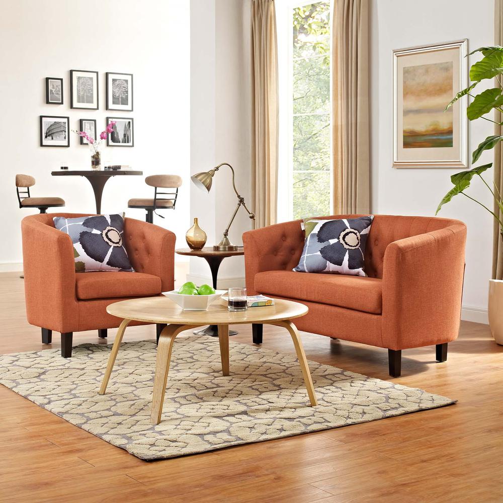 Prospect 2 Piece Upholstered Fabric Loveseat and Armchair Set. Picture 6