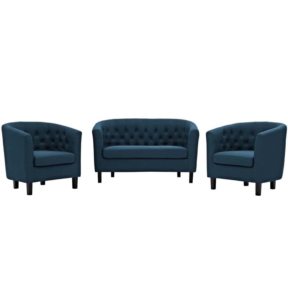 Prospect 3 Piece Upholstered Fabric Loveseat and Armchair Set. Picture 1