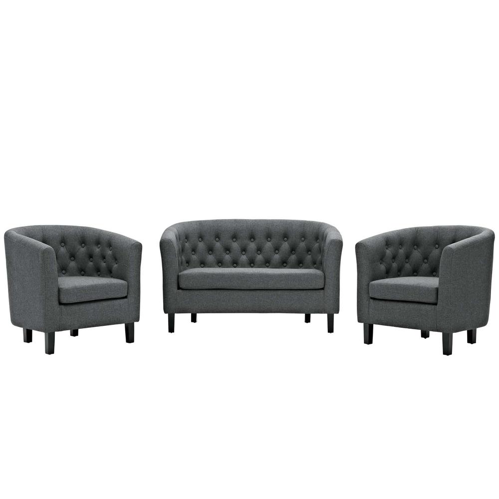 Prospect 3 Piece Upholstered Fabric Loveseat and Armchair Set. Picture 1