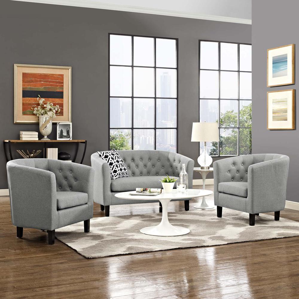 Prospect 3 Piece Upholstered Fabric Loveseat and Armchair Set. Picture 7