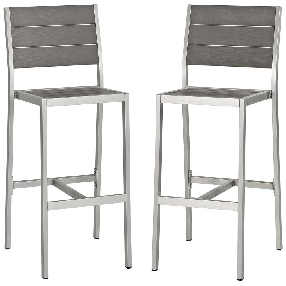Shore Armless Bar Stool Outdoor Patio Aluminum Set of 2. Picture 1