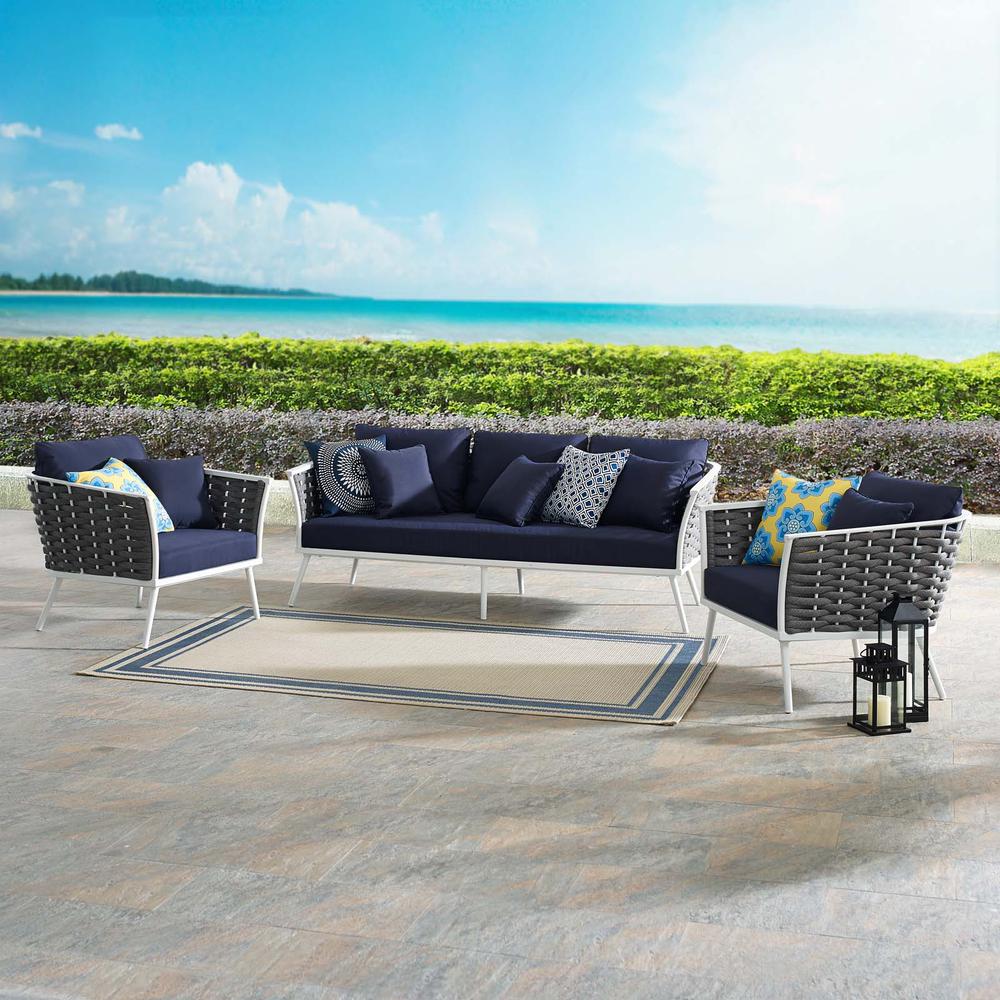 Stance 3 Piece Outdoor Patio Aluminum Sectional Sofa Set. Picture 8