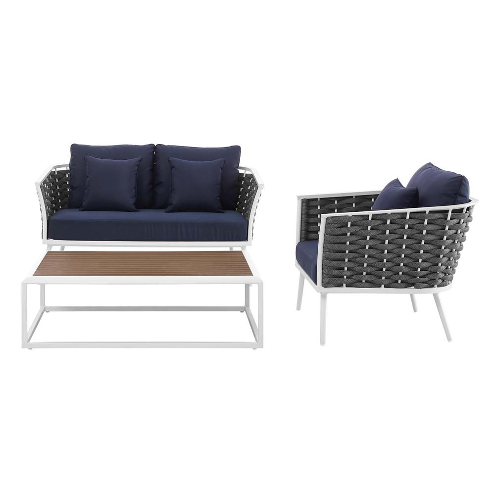 Stance 3 Piece Outdoor Patio Aluminum Sectional Sofa Set. Picture 3