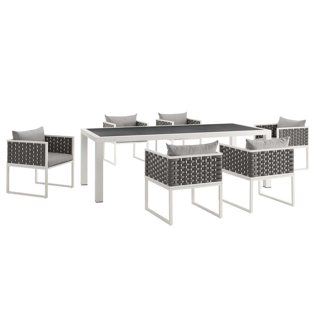 Stance 7 Piece Outdoor Patio Aluminum Dining Set. Picture 1