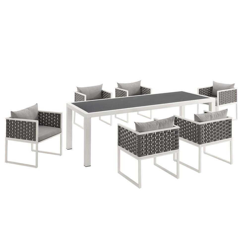 Stance 7 Piece Outdoor Patio Aluminum Dining Set. Picture 2
