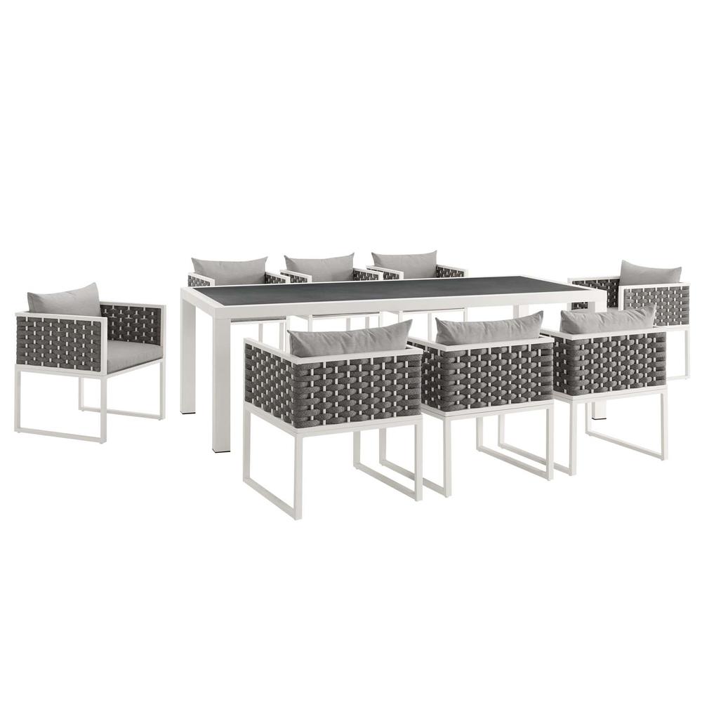 Stance 9 Piece Outdoor Patio Aluminum Dining Set. Picture 1